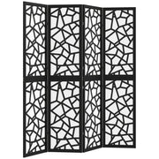 4 Panel Room Divider, 5.6 FT Lightweight Folding Privacy Screen with Geometric Pattern for Living Room, Bedroom, Black