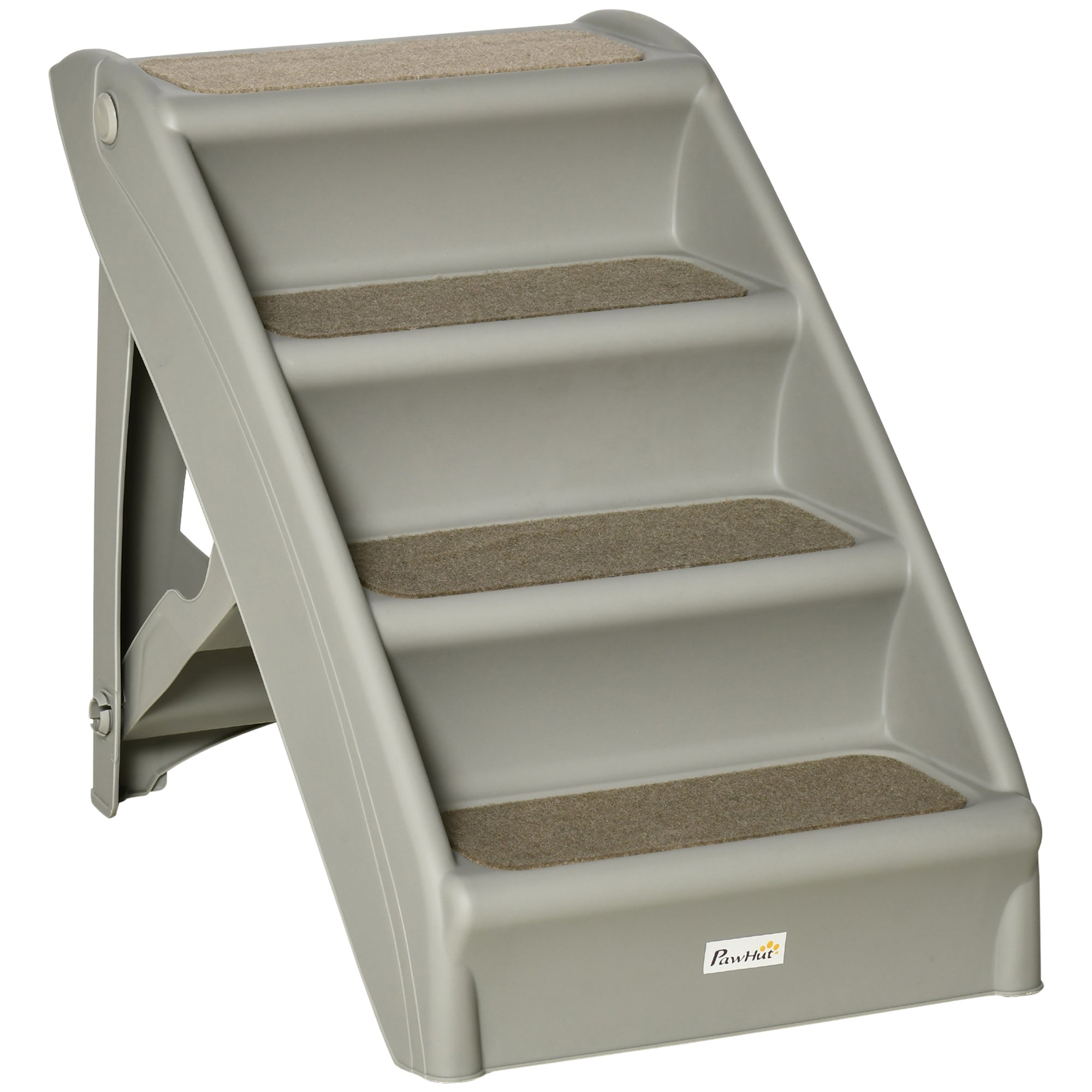 Escalier portable pour chien à 4 niveaux, marches pliables pour petits chiens, marches légères pour chat, avec tapis doux antidérapants, pour lit haut et canapé, gris