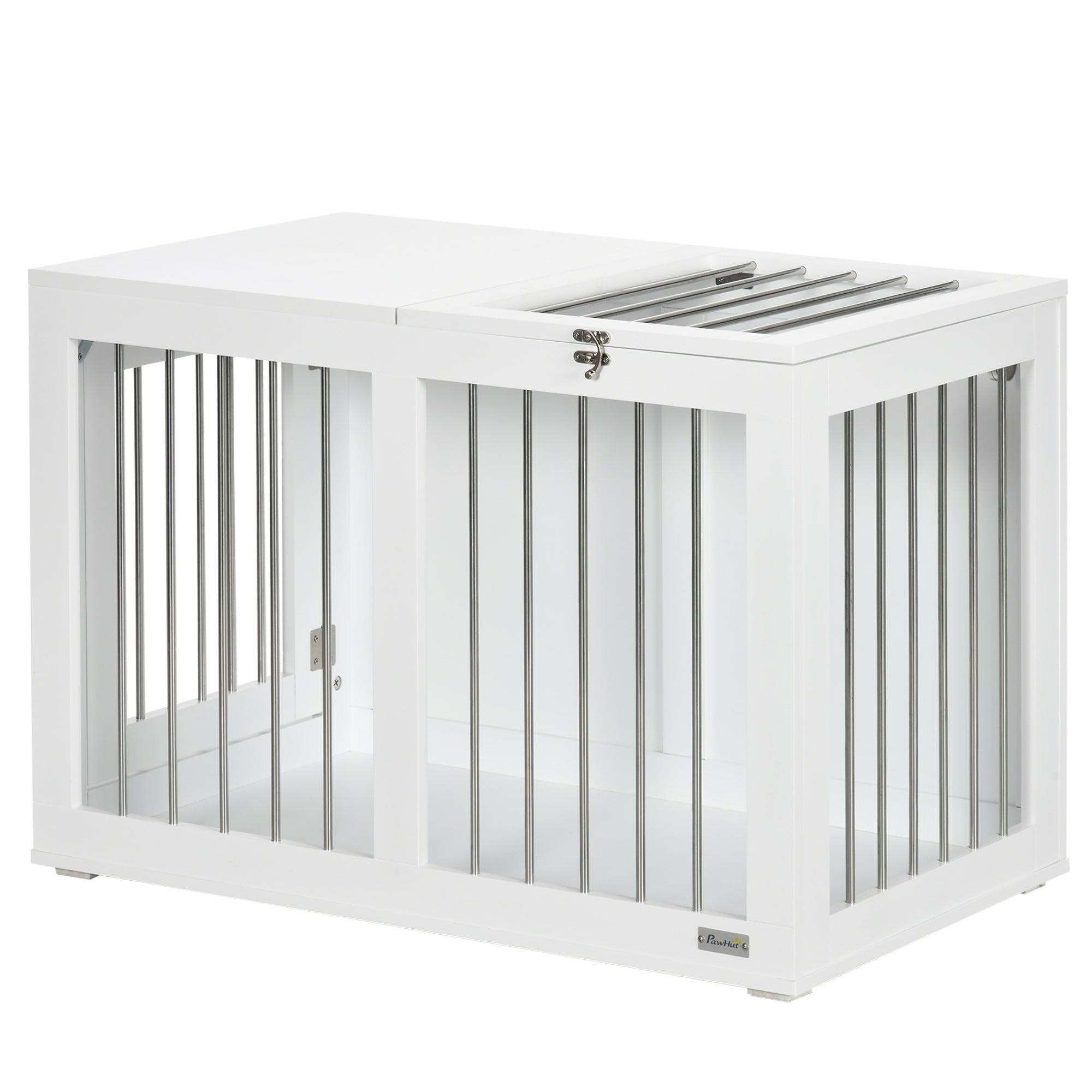 Meuble-cage pour chien de 31.5" avec deux portes, pour chiens de taille moyenne, blanc