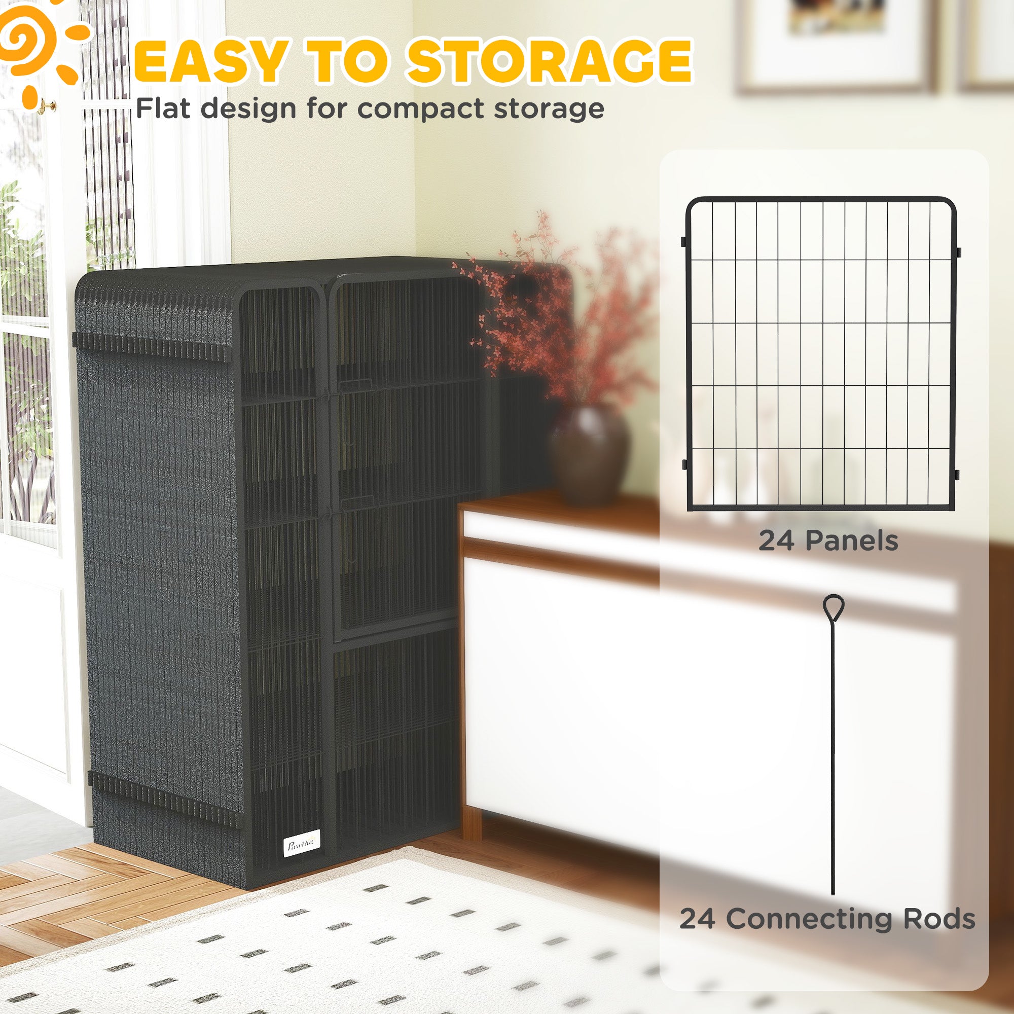 24 Panels 39" Height Heavy Duty Dog Playpen for Small Medium Large Dogs, Grey