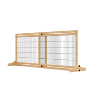 Barrière en bois autoportante pour animaux de compagnie de 41 à 71 po avec pieds de soutien, pour petits et moyens chiens, finition naturelle
