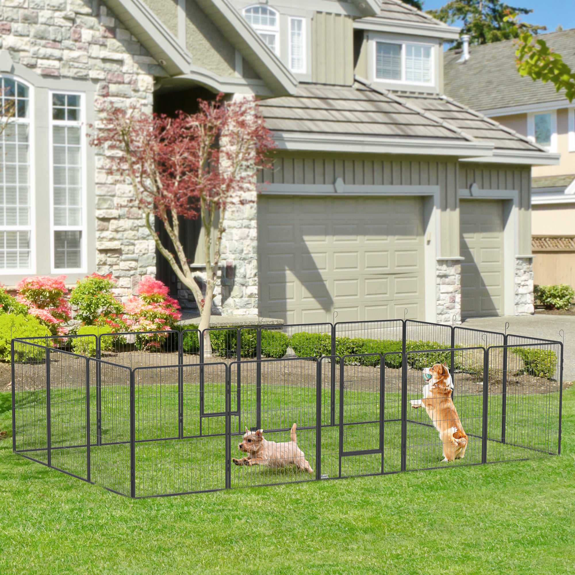 16 Panel 39" Height Heavy Duty Dog Playpen for Small Medium Large Dogs, Grey