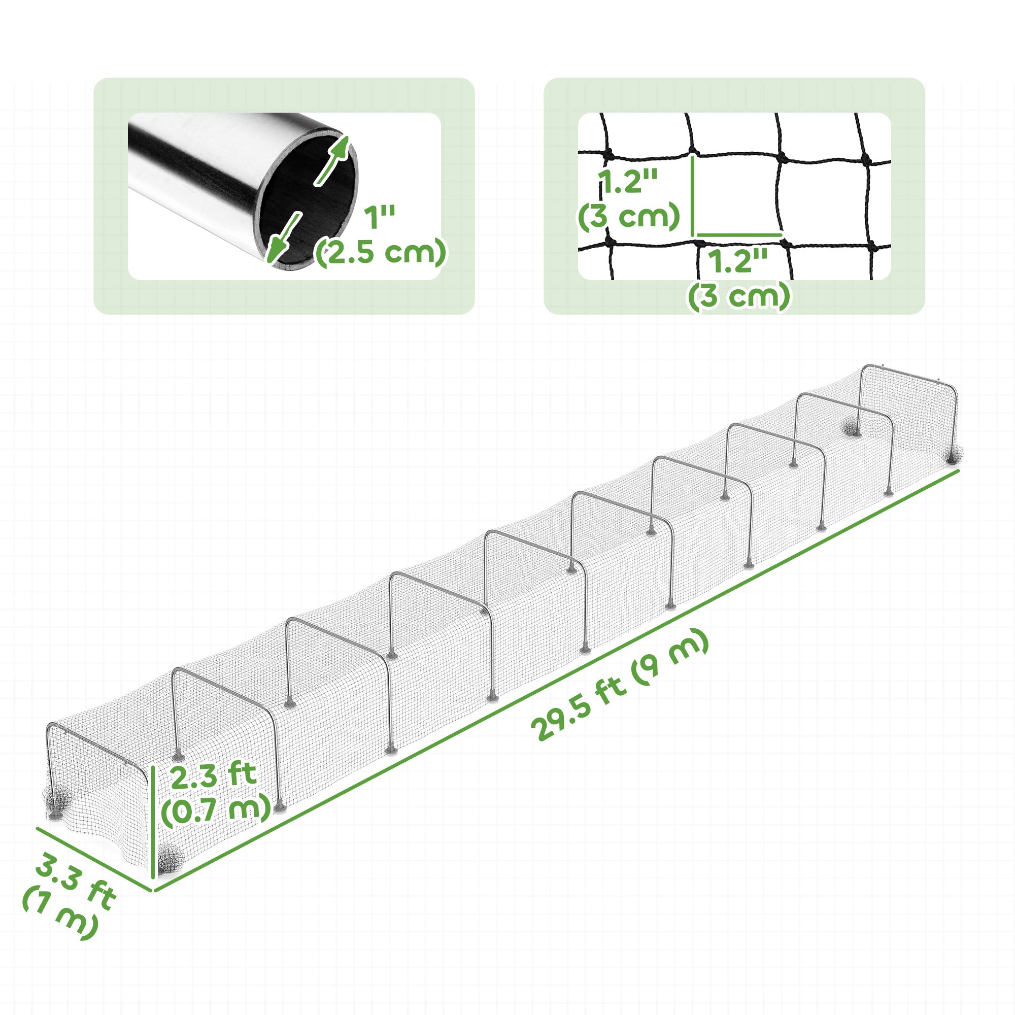 Extra Long Chicken Tunnel for Outside, 354" x 39" Galvanized Steel Chicken Run for 10-15 Chickens or Ducks