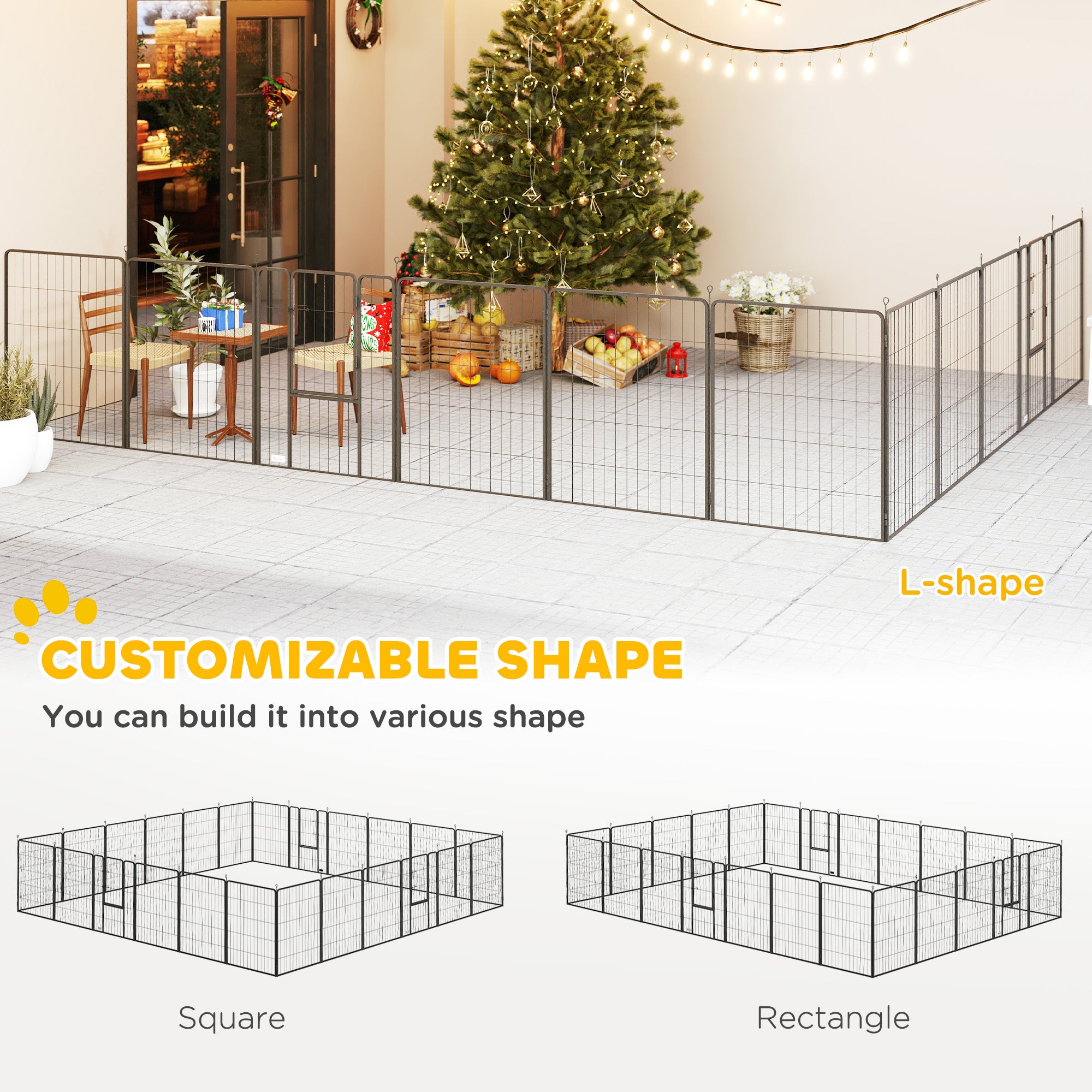 24 Panels 39" Height Heavy Duty Dog Playpen for Small Medium Large Dogs, Grey