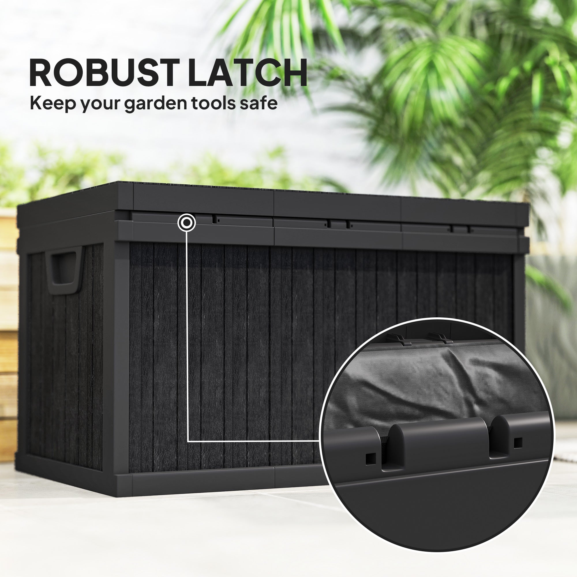 70 Gallon Waterproof Resin Outdoor Deck Box - Black