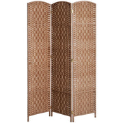 6ft Folding Room Divider, 3 Panel Wall Partition with Wooden Frame for Bedroom, Home Office, Natural