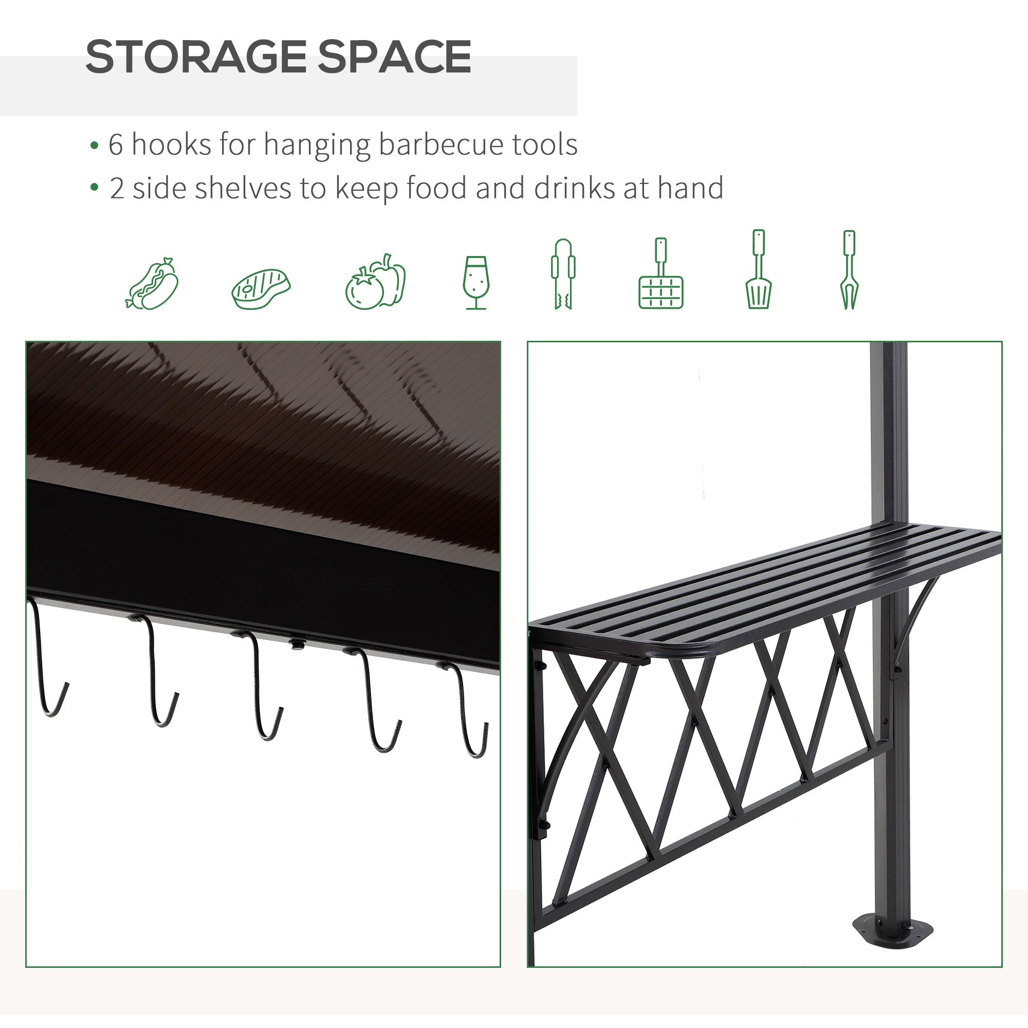 Outdoor Hardtop Grill Gazebo - 9' x 5' Coffee BBQ Canopy
