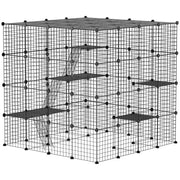 4-Tier 55" Cat Cage Indoor with Platforms, Ramps, Accessories, for 1-3 Cats, Indoor Use, Black