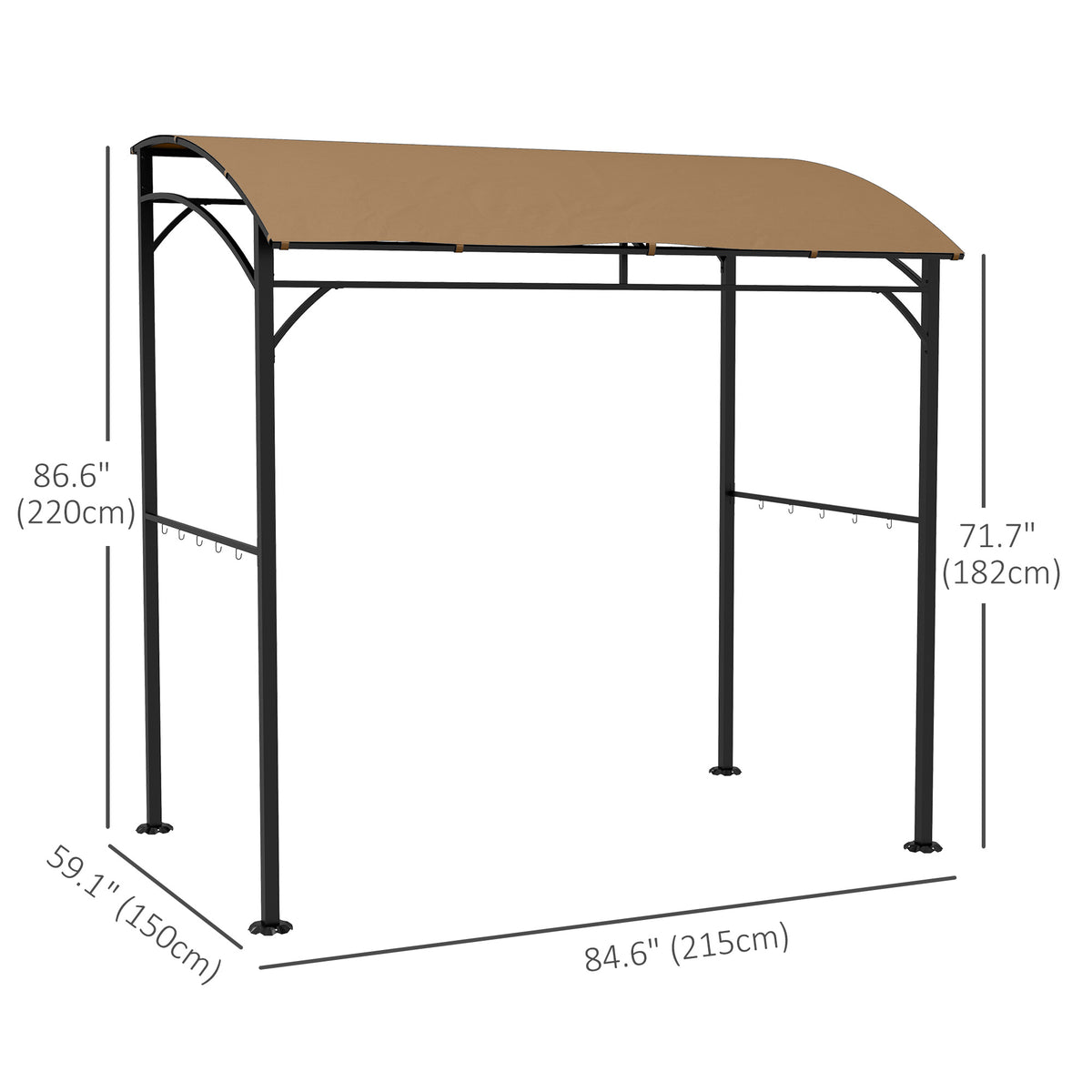 7' x 5' BBQ Grill Gazebo - Dark Brown Steel Frame Tent