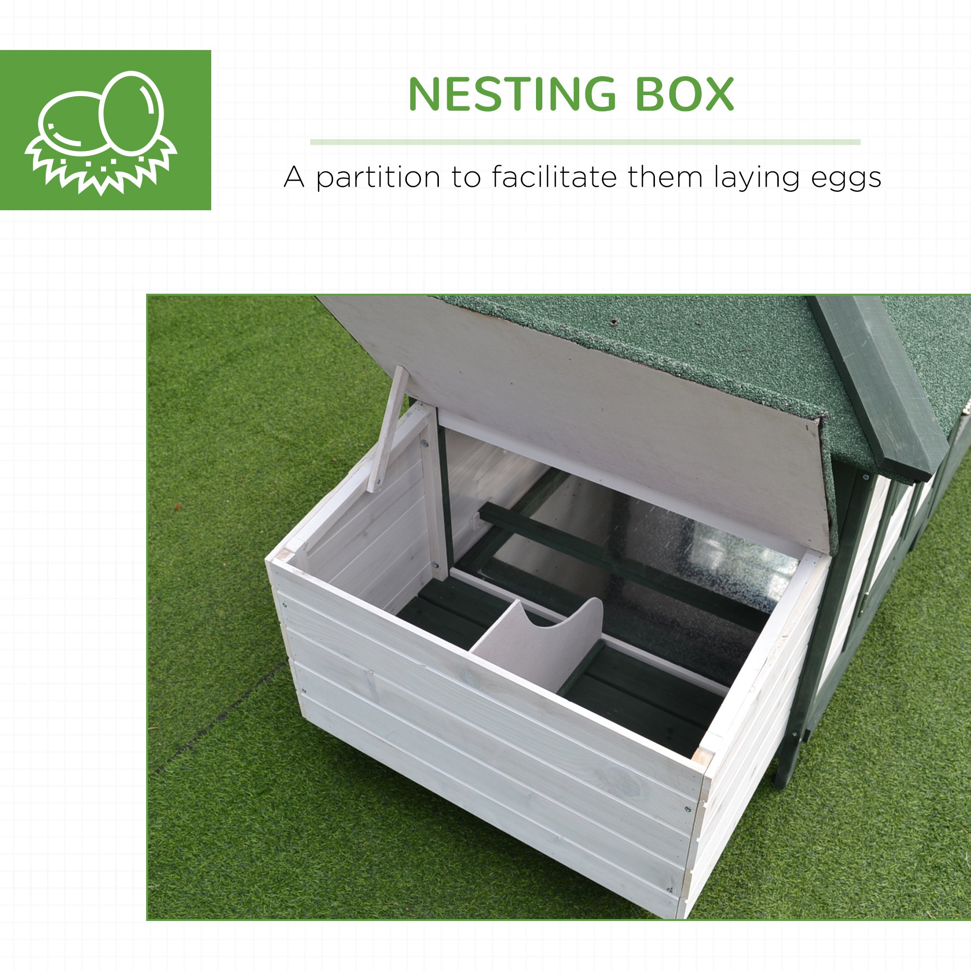 77" Chicken Coop Hen House Rabbit Hutch Poultry Cage Pen Outdoor Backyard with Nesting Box Run Green