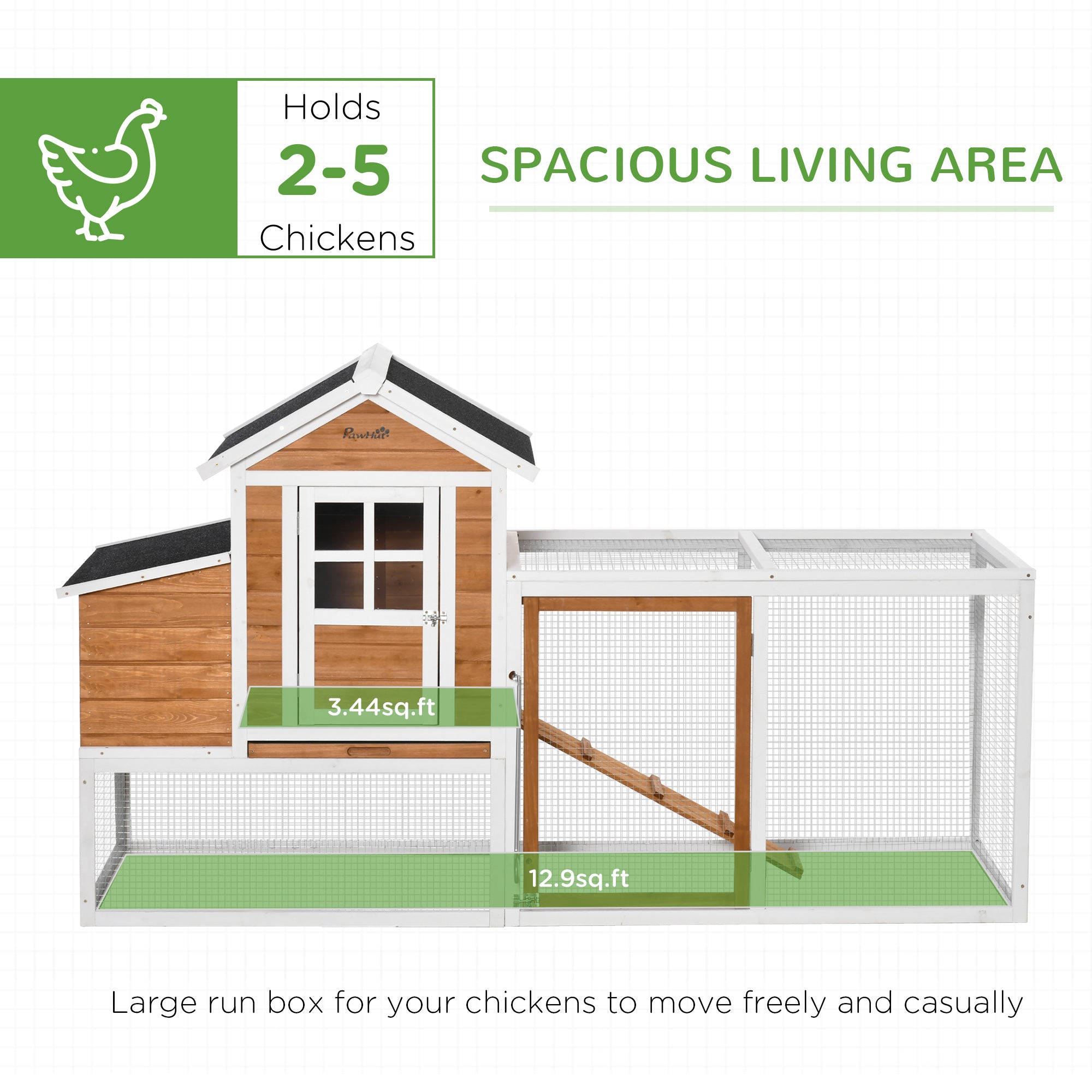 Poulailler imperméable de grande taille pour poules, avec nichoir, pour 2 à 4 poules, orange et blanc