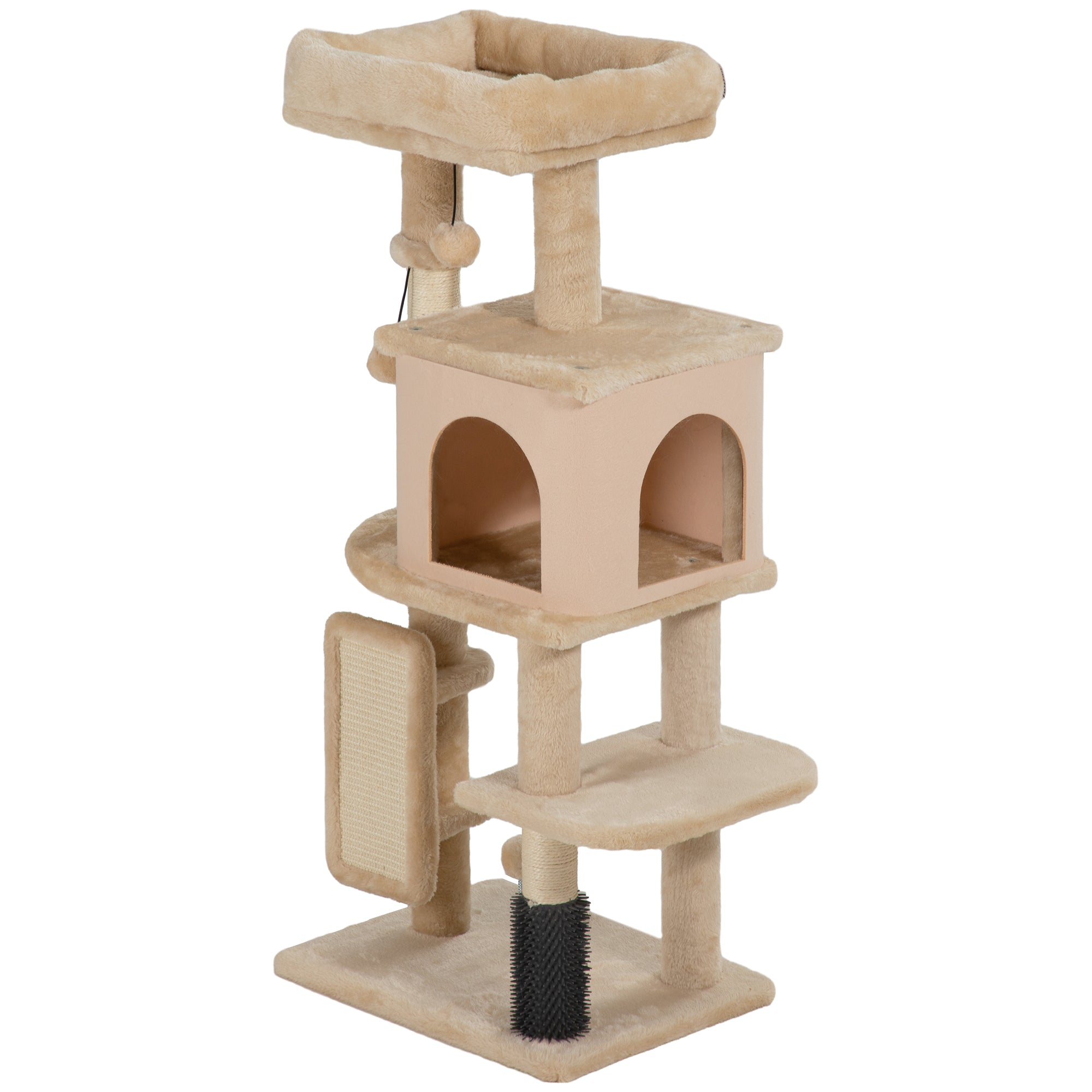 41 Inch Cat Tree with Scratching Posts, Cat Bed, Condo, Grooming Brush, Jumping Platforms, Toy Balls, Anti-tip Kit