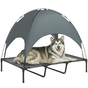 Elevated Dog Bed with Canopy, Portable Raised Dog Cot for XL Sized Dogs, Indoor & Outdoor, 48" x 36" x 43", Grey