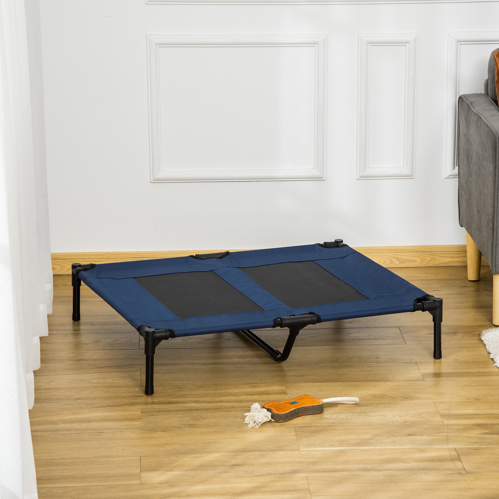 Elevated Dog Bed, Raised Dog Cot for XL Sized Dogs, Indoor & Outdoor, 36" x 30" x 7", Blue